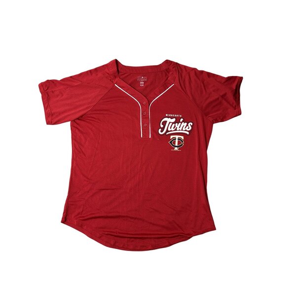 Minnesota Twins Womens Red Henley T-Shirt MLB Genuine Merchandise Size Large - Picture 8 of 8